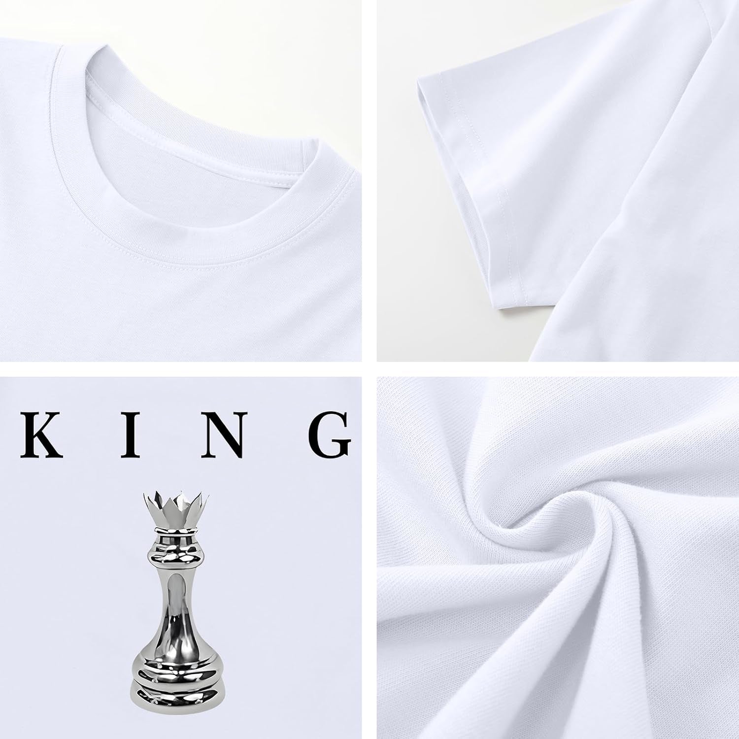 Men'S King Chess Shirt Graphic Tees Designer Printed T Shirts for Men Urban Letter T-Shirt Streetwear