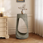 Hollow MGO Accent Side Table, Unique Modern End Table with Wide Pedestal & Tabletop, Small Drink Tables for Living Room, Bedroom Night Stand Bedside Table, No Assembly Required, Grey