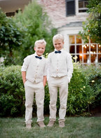 Boys Linen Suit Boys Tuxedo Slim Fit 3 Piece Summer Suit Kids Linen Suit Jacket Vest Pant (White,8 Years)