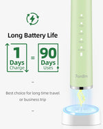 Sonic Electric Toothbrush with 6 Brush Heads for Kids and Children, One Charge for 90 Days, Wireless Fast Charge, 5 Modes with 2 Minutes Built in Smart Timer, Electric Toothbrushes(Green)