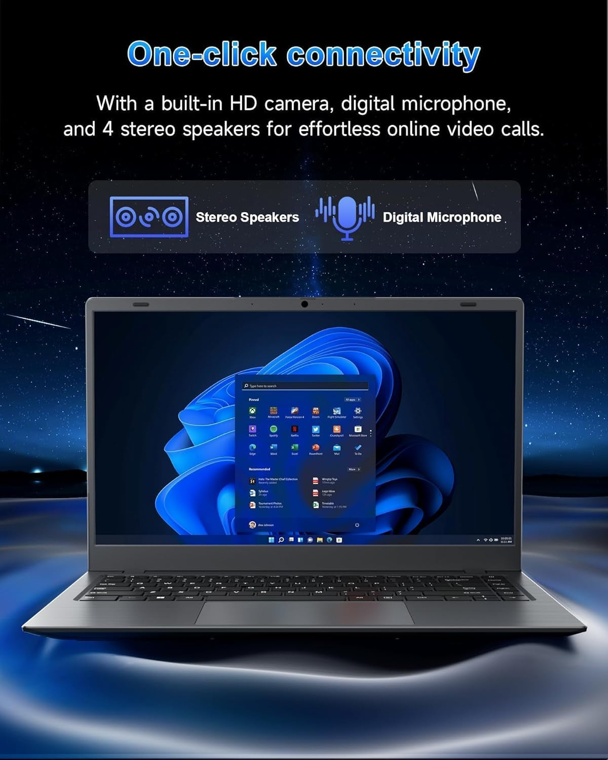 Laptop Computer, 15.6" FHD IPS Display, N95 Processor (Beat N5095), 12GB High-Speed DDR5 RAM 256GB SSD, Wifi 6 BT 5.3, Fingerprint , Backlit Keyboard, Lightweight Notebook for Business Student Office