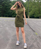 Summer Dresses for Women 2026 Casual Sleeveless Mini Dress | T Shirt Dress,Wrap,Solid,Bodycon,Ruched,Spring,Tie Waist Short Dress,Party,Night Out,Prom,Date,Homecoming,Summer Clothes