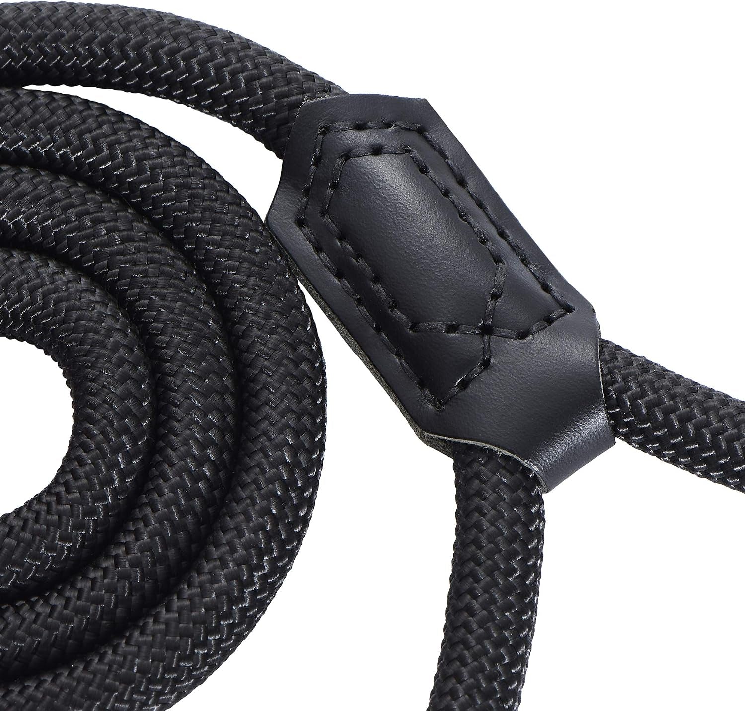 Dog Leash with Genuine Leather Connection/Handle, 4/5/6 FT | Rope Leash, Heavy Duty 360° Swivel Metal Clasp, for Small Medium & Large Dogs