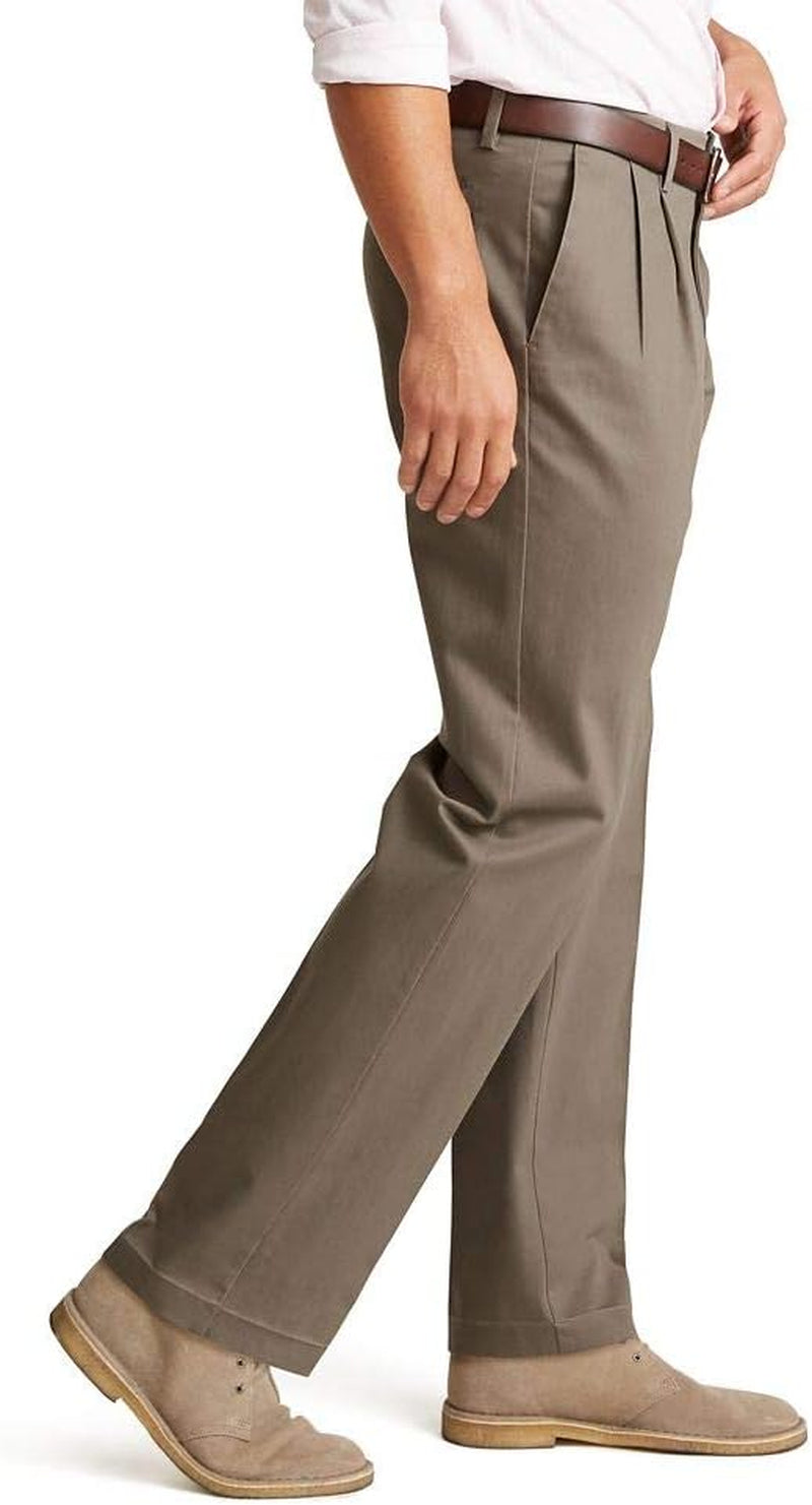 Men'S Classic Fit Signature Lux Cotton Stretch Pants-Pleated (Regular and Big & Tall)