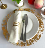 Disposable Gold Placemats Set of 50 Metallic Thin round 13 Inch Gold Doilies Mesh Pressed Fall Table Placemates 50 Pack Gold Charger Plates for Wedding, Birthday Party