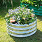 Galvanized Raised Garden Bed 2Pcs, Planter Raised Garden Beds Outdoor, round Clearance Raised Garden Beds for Gardening Vegetables 4X4X1Ft……