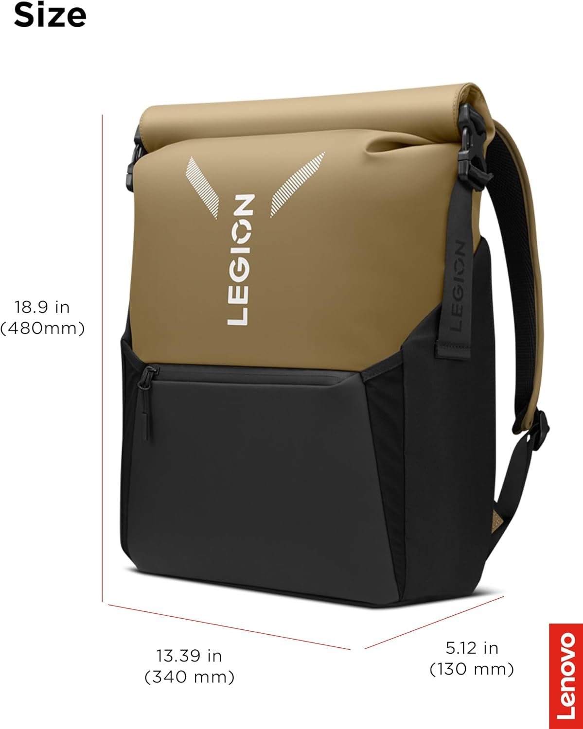Legion Gaming Laptop Backpack GB500, Expandable Capacity up to 25L, Fits 16-Inch Laptops, Water Resistant