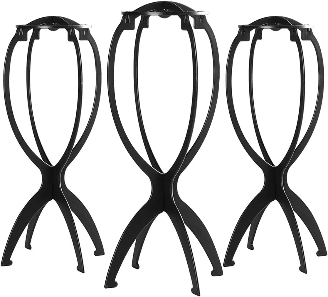 Wig Stand, Wig Head Stand for Multiple Wigs, Black, 3 Pack