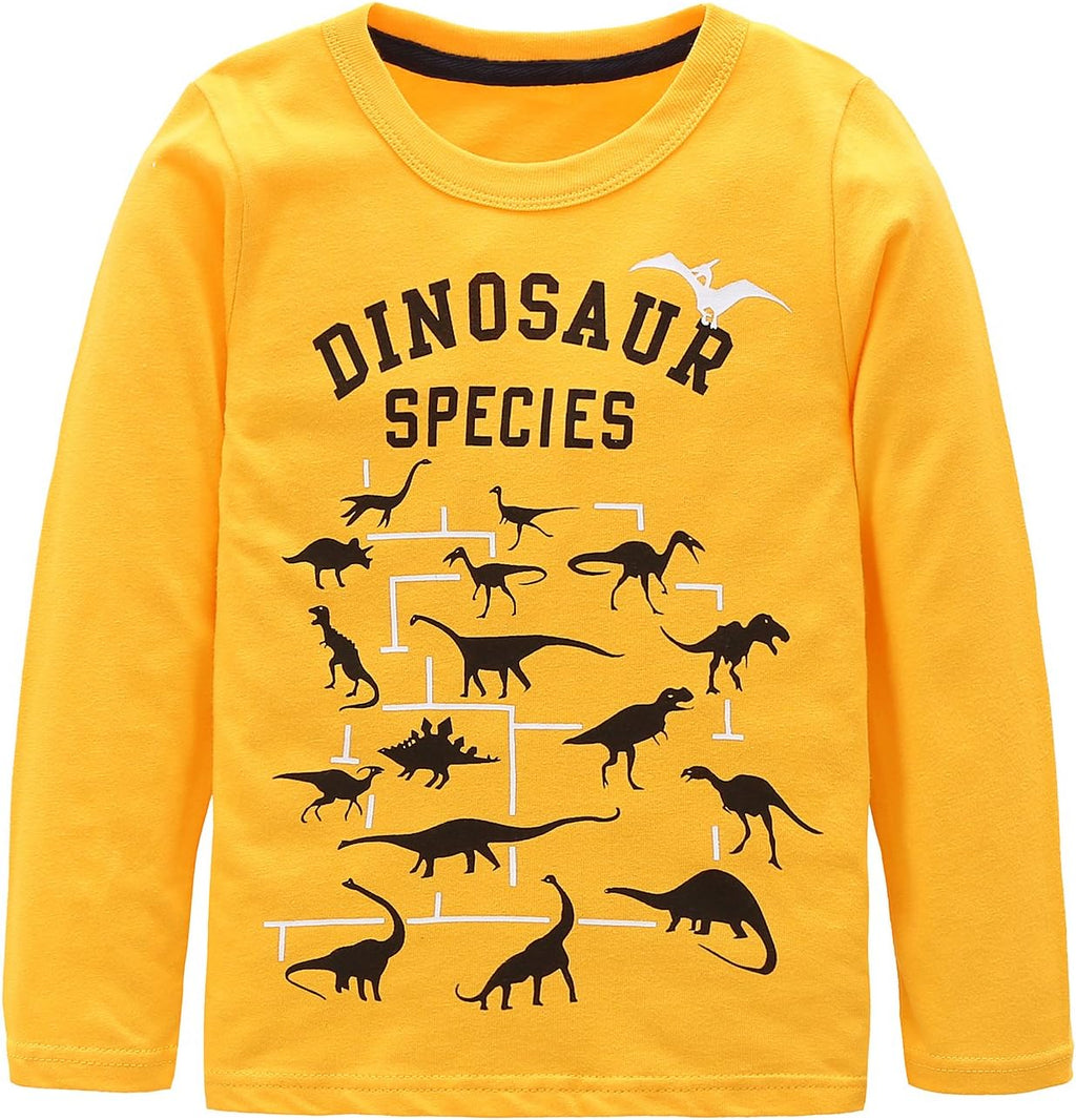 Boys Cotton Long Sleeve T-Shirts T Rex Dinosaur Shirt Graphic Tees