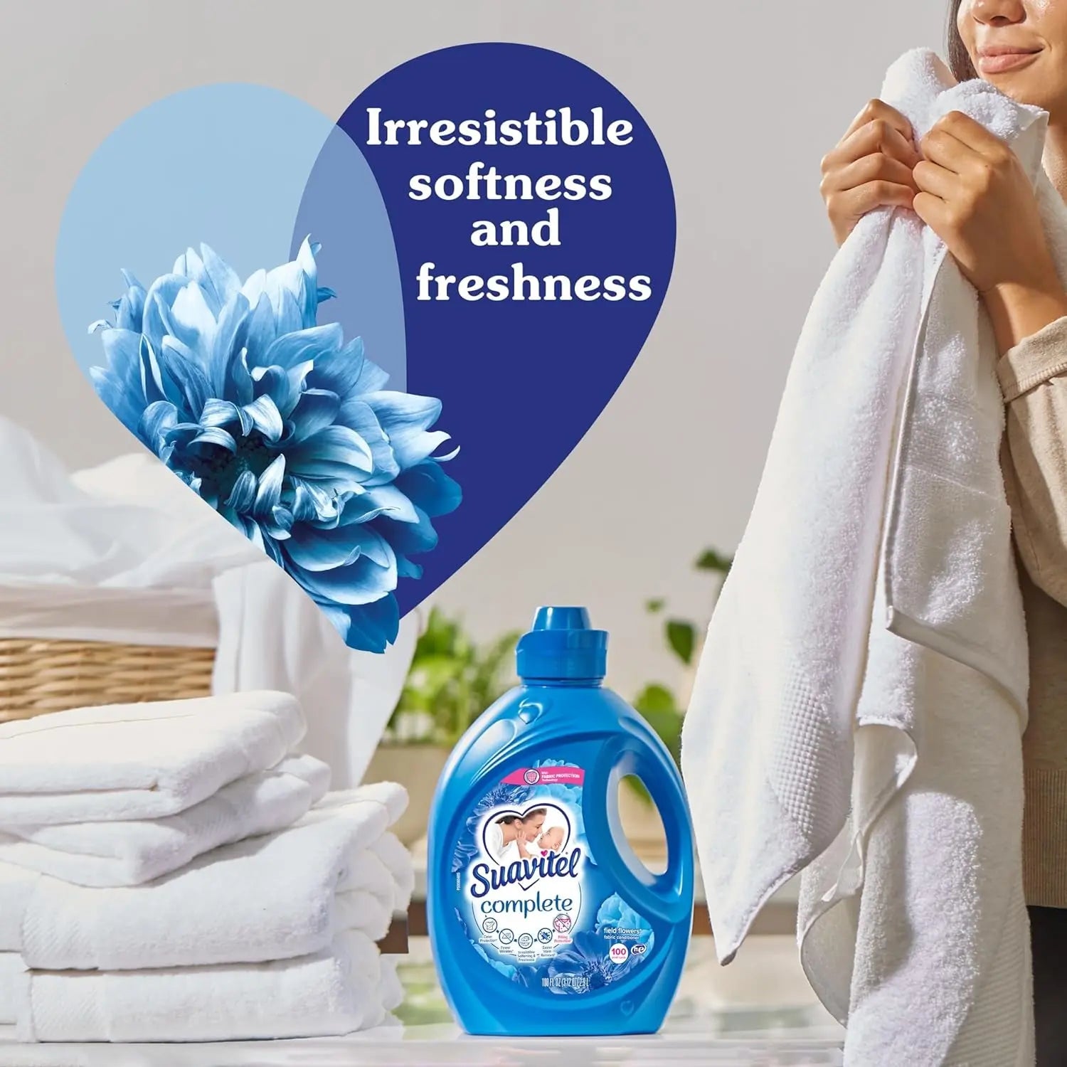 Complete Liquid Fabric Conditioner, Laundry Fabric Softener with Fabric Protection Technology, Field Flowers, 100 Oz, Enough Liquid for 100 Small Loads