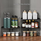 Stackable Metal Kitchen Cabinet Organizer,Kitchen Corner Shelf with Non-Slip Mat,Bathroom Organizer,Storage Shelf for Cabinet/Bathroom/Countertops/Utensils