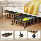 2 Pack Bamboo under Bed Storage with Wheels, 39”X20”X7.8” Lager under Bed Storage Containers (Brown)