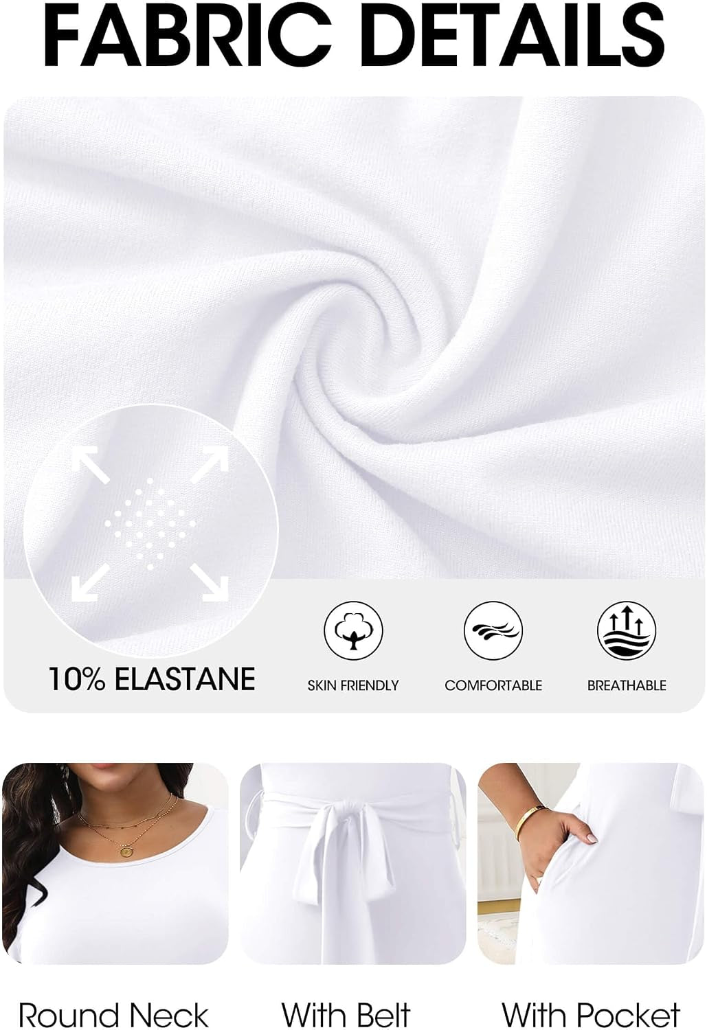 Maxi Long Dress Women, Church a Line Casual Empire Waist Dresses | Tea Party Date Funeral Work Dress, Flowy 3/4 Sleeve round Neck with Pockets, M-3Xl, Breathable Fabric
