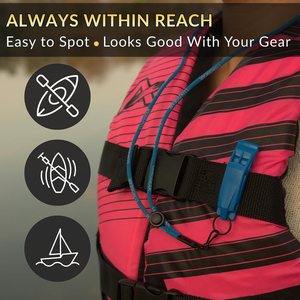 Blue Whistle (2-Pack) 120Db Loud Safety & Emergency Whistle with Lanyard and Breakaway Clasp for Hiking, Kayak, Boat, Personal Safety, Travel, Emergency Kits