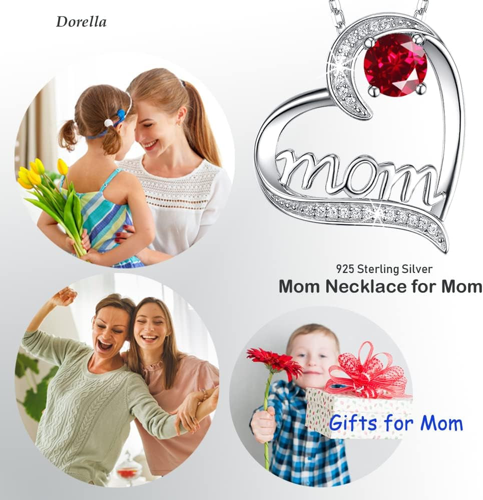Birthday Gifts for Women 925 Sterling Silver Mom Necklace August September Birthstones Necklace Peridot Blue Sapphire and More Stones Jewelry for Her Love Heart Pendant Necklace