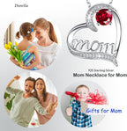 Birthday Gifts for Women 925 Sterling Silver Mom Necklace August September Birthstones Necklace Peridot Blue Sapphire and More Stones Jewelry for Her Love Heart Pendant Necklace