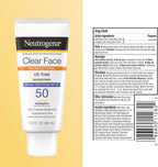 Neutrogena Clear Face Sunscreen Lotion SPF 50, 3 Fl. Oz | for Acne-Prone Skin, Broad Spectrum UVA/UVB Protection, Fragrance-Free, Oxybenzone-Free, Water-Resistant