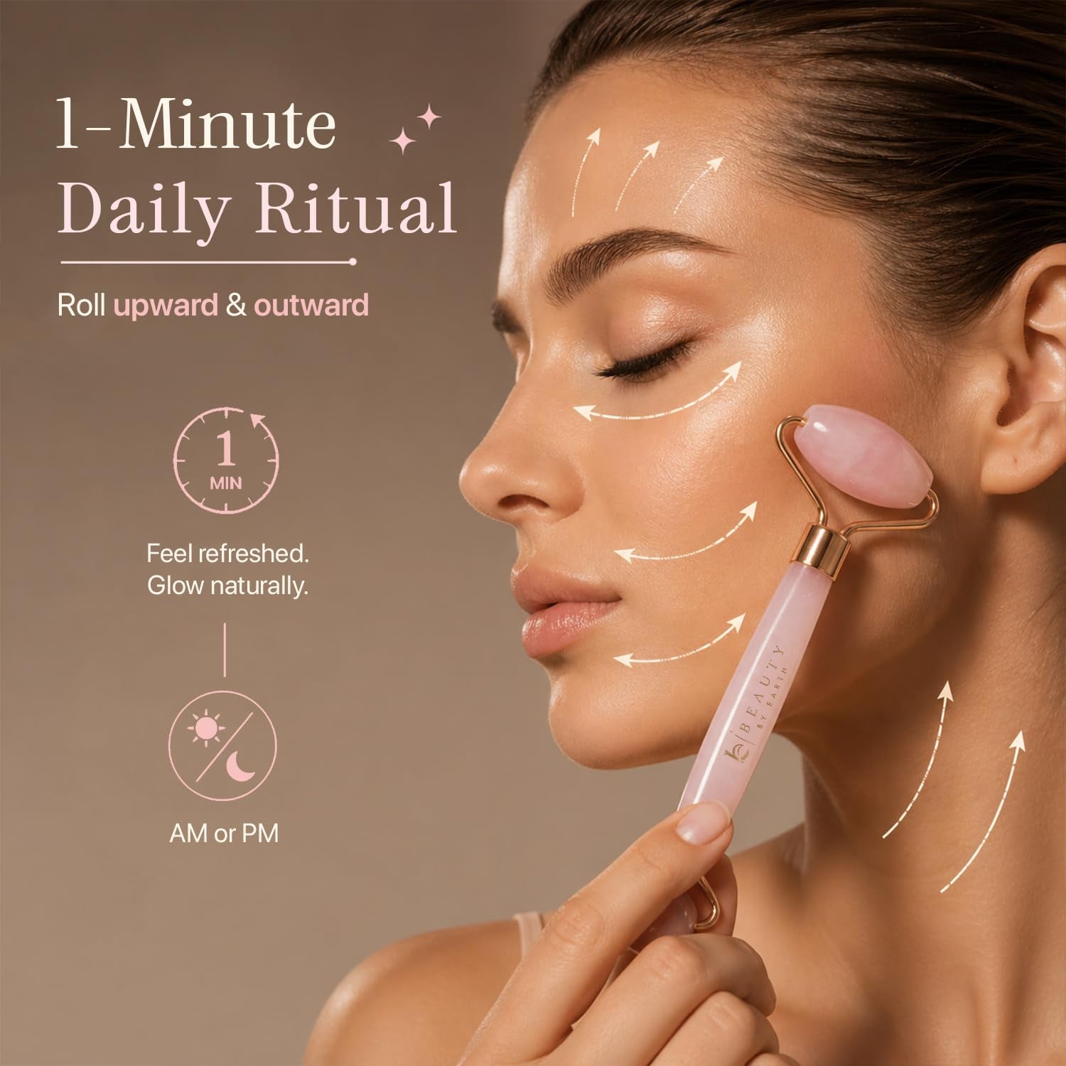 Rose Quartz Face Roller - Depuffs & Smoothes Fine Lines and Wrinkles | Skin Care Tools & Relaxation Gifts for Women, Teenage Girl Gifts, Beauty Gift Ideas, Face Massager Tools, Facial Tool