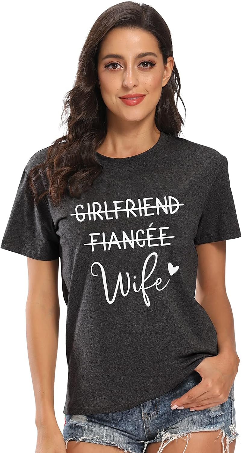 Girlfriend Fiancee Wife Shirt Women Bride Honeymoon Gift | Wifey Shirt for Women Bride Tshirt Vacation Tees Valentine Gift