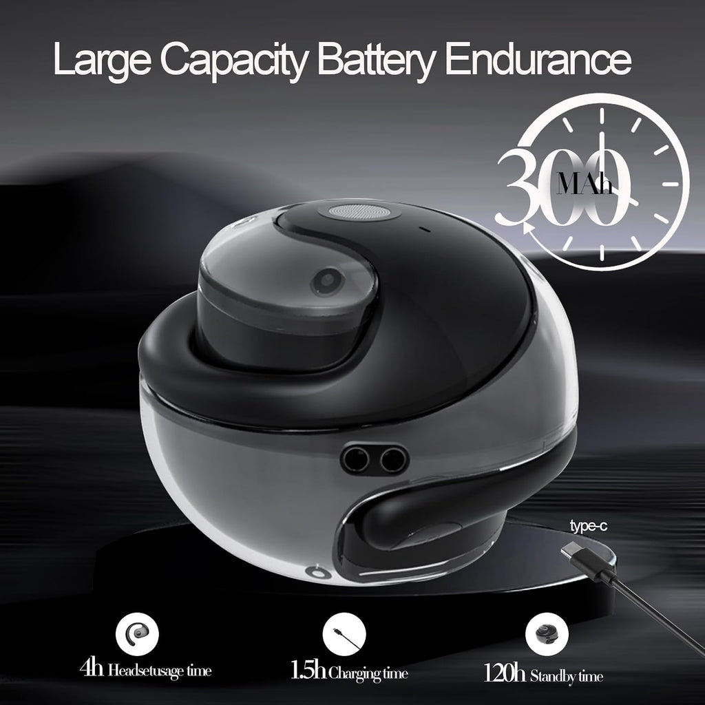 Open Ear Headphones Wireless Bluetooth 5.4, OWS Hanging Earphones Wireless Earbuds with Earhooks and Mic, IPX5 Waterproof, 48H Range, Out of Ear Earbuds for Sports Running Workout Driving(Black)