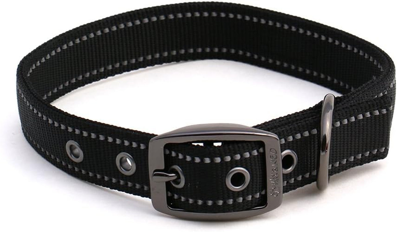 MAX Reflective Metal Buckle Dog Collar - We Donate a Collar to a Dog Rescue for Every Collar Sold (Large, Black)