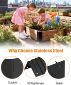 Stainless Steel Raised Garden Bed Corner Brackets, 4 PCS, 11" X 3" X 3" | Rustproof & Corrosion Resistance Garden Bed Supports 20"-24" Beds, Connectors for Vegetable Planter Garden, 11" X 3" X 3"