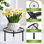 2 Pack 7.8" Metal Plant Stand Indoor , Black Plant Stands Outdoor, Rustproof round Heavy Duty Flower Pot Stand, Potted Plant Holder for Garden Home