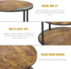 round Coffee Table, 25.6" Small Coffee Table for Living Room,2-Tier Rustic Wood Desktop with Storage Shelf Modern Design Home Furniture(Brown)