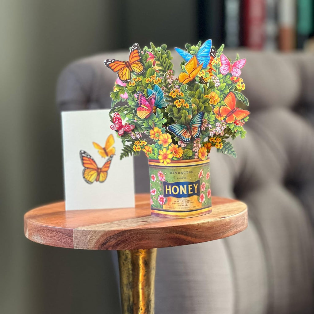 Pop up Cards, Mini Buttercups & Butterflies, 6 Inch Life Sized Forever Flower Bouquet 3D Popup Greeting Card, Birthday Cards, Thank You Card, Blank Notecard & Envelope