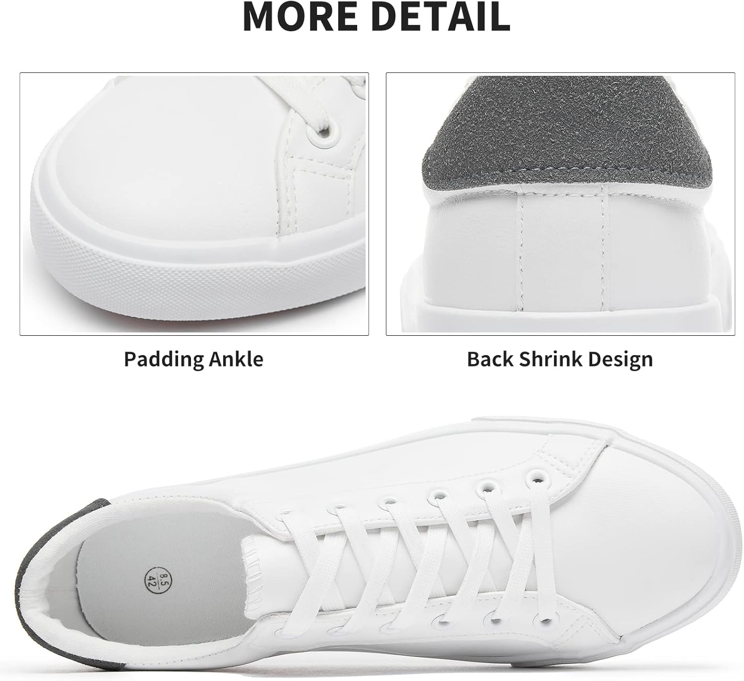 Mens White Tennis Shoes PU Leather Sneakers for Men | Water Resistant,Slip Resistant,Easy Clean,Easy Match,Soft