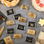 180 Pcs 70Th Birthday Stickers Black and Gold Cheers to 70 Years Candy Bar Wrappers Happy 70Th Birthday Party Favor Labels for Adults Anniversary Party Candy Chocolate Supplies