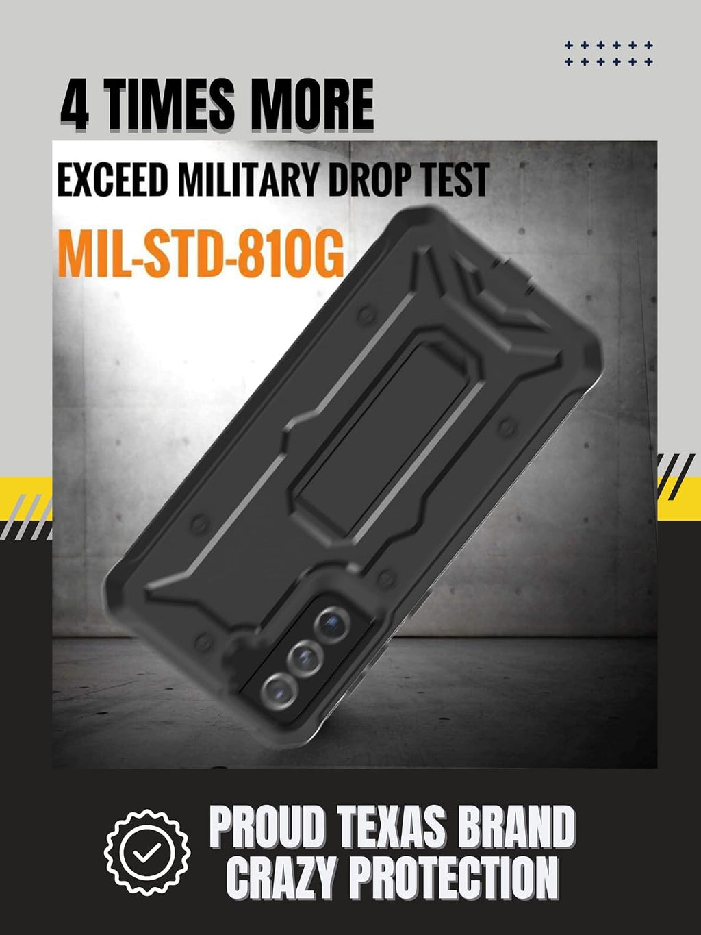 Vanguard Compatible with Samsung Galaxy S21 Case, Military Grade Full-Body Rugged with Built-In Kickstand [Screenless Version] (Black)