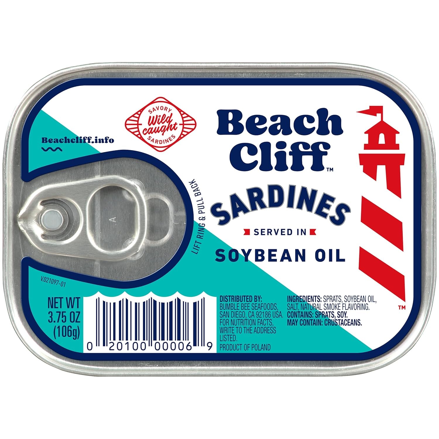 Wild Caught Sardines in Soybean Oil, 3.75 Oz Can (Pack of 12) - 14G Protein per Serving - Gluten Free, Keto Friendly - Great for Pasta & Seafood Recipes