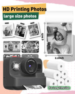 Kids Camera Instant Print,2.4In Screen 1080P Kids Digital Camera Toys with 3 Rolls Print Paper 32G Card + 10 Rolls Print Paper