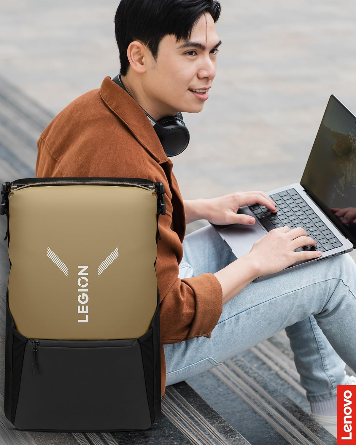 Legion Gaming Laptop Backpack GB500, Expandable Capacity up to 25L, Fits 16-Inch Laptops, Water Resistant