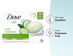 Dove Skin Care Beauty Bar for Softer Skin Cucumber and Green Tea More Moisturizing than Bar Soap 3.75 Oz, 14 Bars