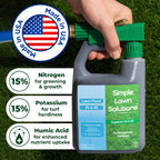 Superior 15-0-15 Liquid Lawn Fertilizer - Lawn Food for Growth & Green - Nitrogen, Potassium, Humic, Fish & Seaweed - Any Grass Type-  - All Season- Attached Sprayer (32 Ounce)