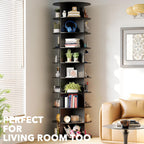 9 Tier Rotating Shoe Rack Tower, Spinning Shoe Display Lazy Susan, Revolving 360 Shoe Rack Storage round Carousel, Vertical Handbag Rotate Shoes Closet Organization (9-Tier Black)