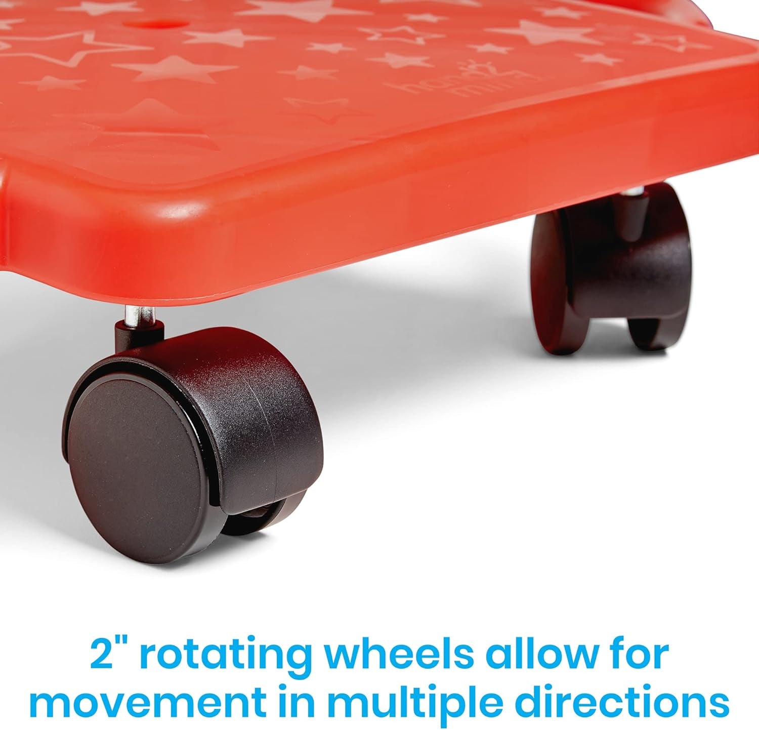 Red Indoor Scooter Board with Handles, Sit down Floor Scooter, Gym Activities for Kids, Indoor Sport Recess Games, Physical Education Equipment, Gross Motor Toy