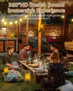 Outdoor Bluetooth Speakers Waterproof Wireless Outdoor Speakers with Flame Lights, Tech Gadgets Gift for Men Dad Her, Multi-Sync up to 100 Speakers, HD Stereo Sound, IPX5 for Patio Porch Party