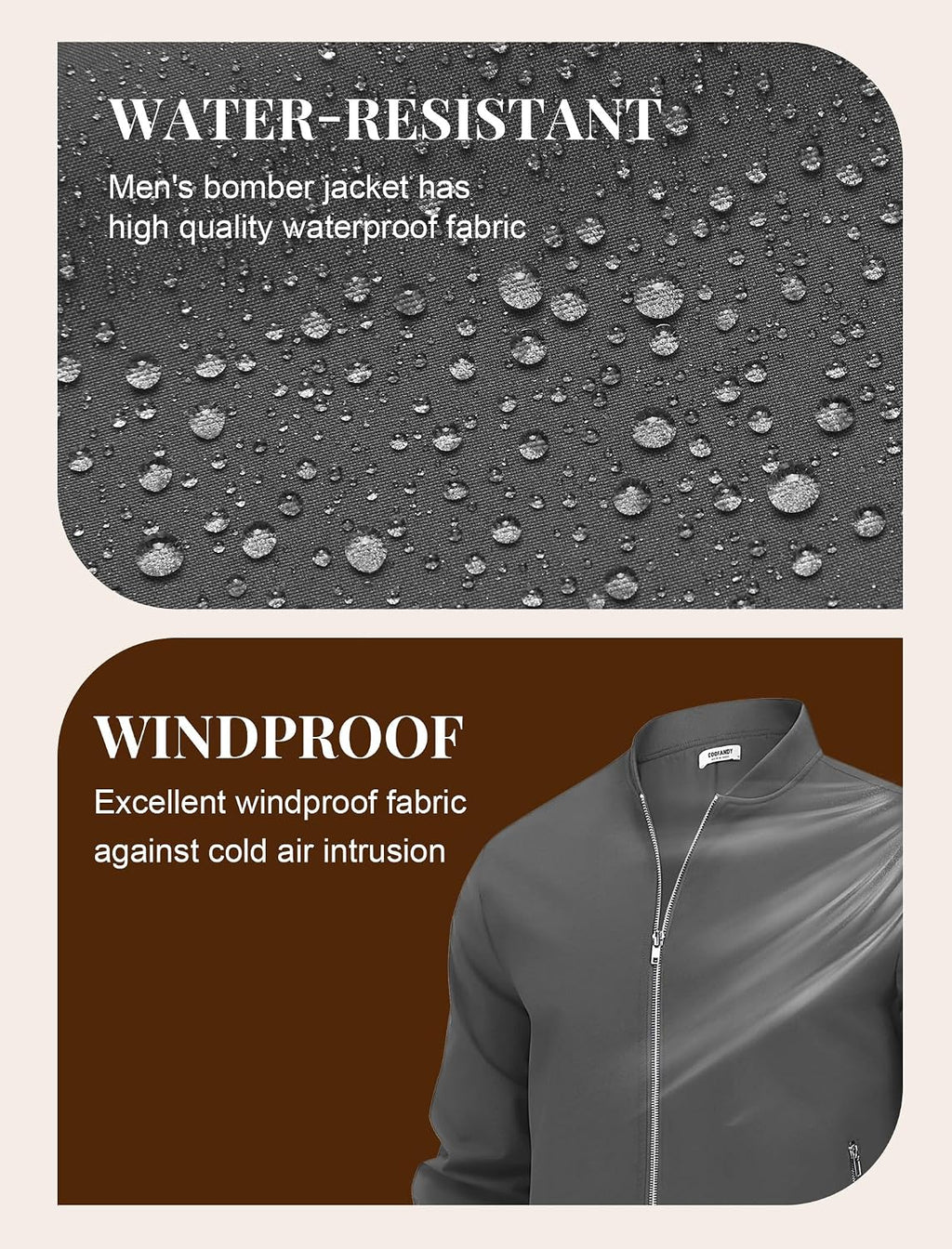 Men Bomber Jacket Lightweight Casual Fashion Stylish Windbreaker | Zip up Bomber Jacket, Water & Wind Proof Jacket with Zip Pocket, Fashion Stylish Lightweight Windbreaker for Spring Fall