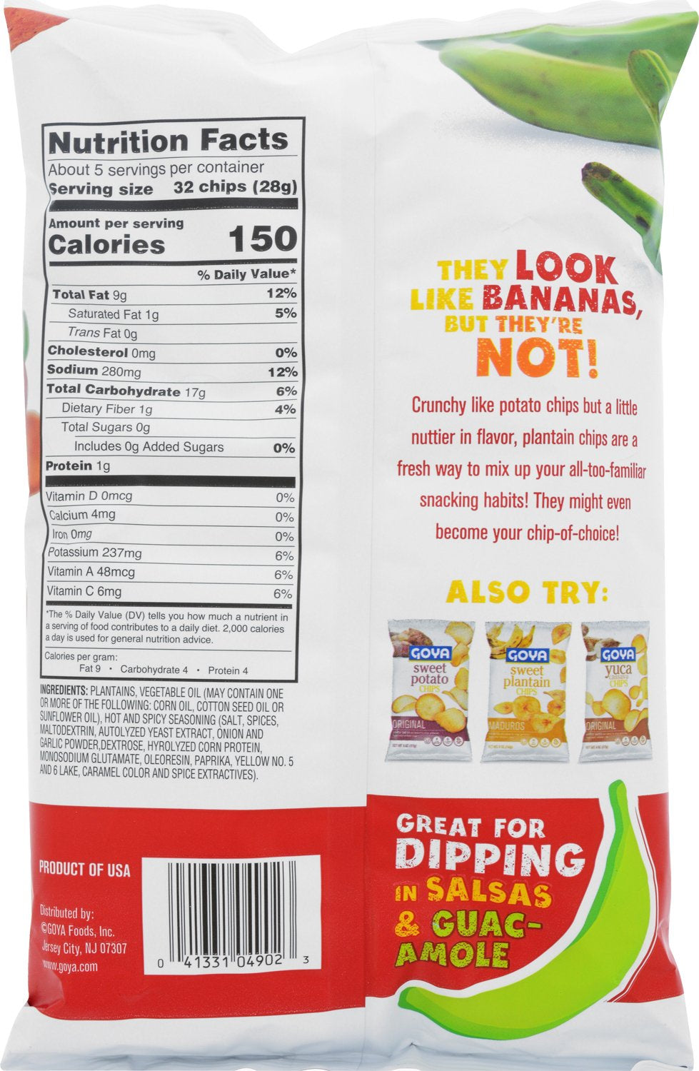 Foods Plantain Chips, Hot & Spicy, 5 Ounce (Pack of 12)