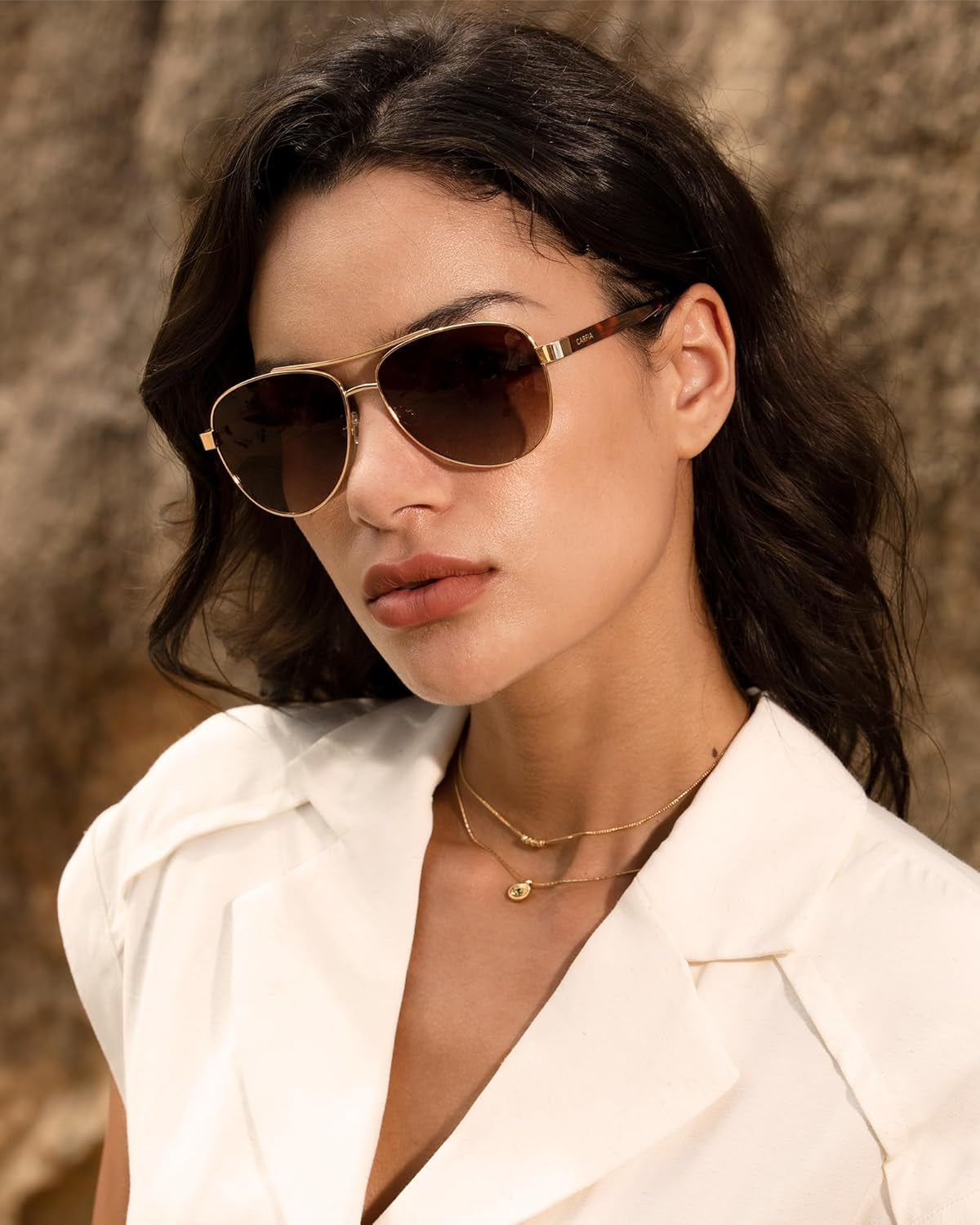 Polarized Sunglasses for Women UV400 Protection CA3216 | Handcrafted Acetate, Nickel-Free Metal Frame, Elegant Design, Shatterproof Lenses, Includes Leather Case, for Driving, Daily