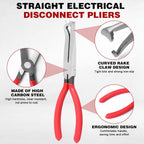 Electrical Disconnect Pliers Set 4 Pcs, Automotive Connector Separator & Terminal Removal Tool for Fuel Injector, Ignition Coil, Straight & 60° Angled Jaw, Double-Ended Pin Extractor
