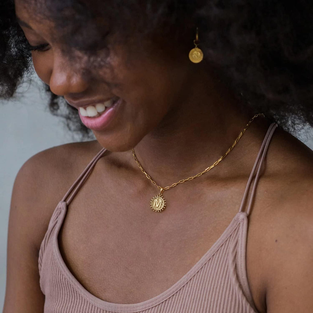 Layered Initial Necklaces for Women Trendy, Letter A-Z Necklace | 14K Gold-Plated, Paperclip Chain, Coin Initial Necklace, Necklaces for Teen Girl Gifts, Jewelry for Women, Gifts for Mom Wife