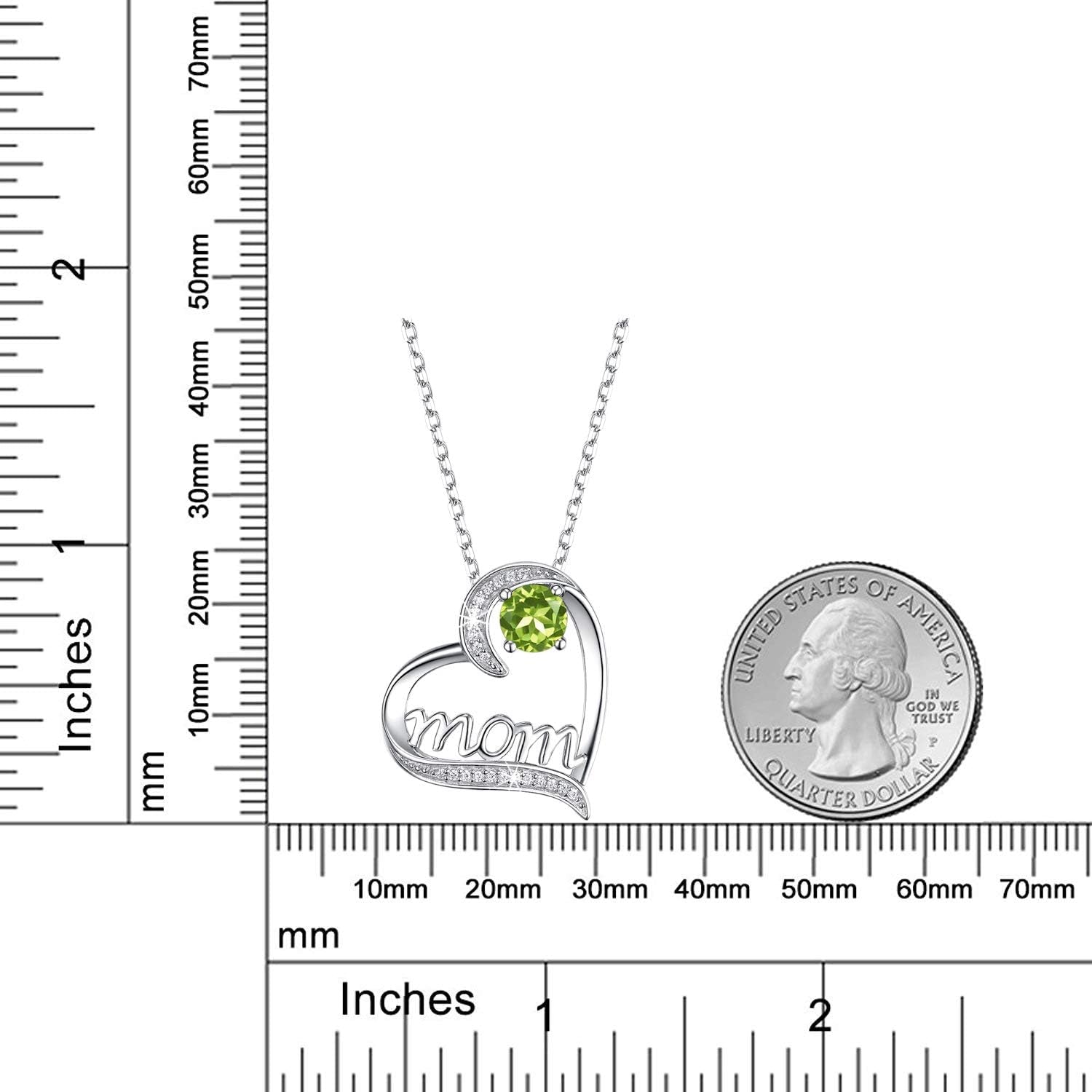 Birthday Gifts for Women 925 Sterling Silver Mom Necklace August September Birthstones Necklace Peridot Blue Sapphire and More Stones Jewelry for Her Love Heart Pendant Necklace