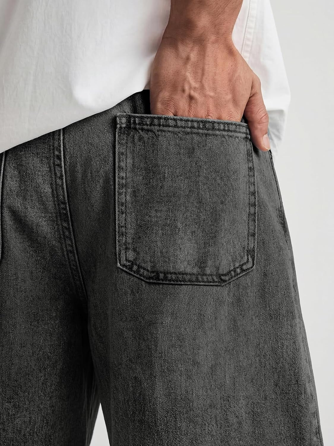 Baggy Jean Shorts Men, Y2K Jorts Cargo Ripped Elastic Waist, Mens Denim Shorts Comfy Casual Streetwear Summer