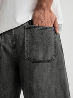 Baggy Jean Shorts Men, Y2K Jorts Cargo Ripped Elastic Waist, Mens Denim Shorts Comfy Casual Streetwear Summer
