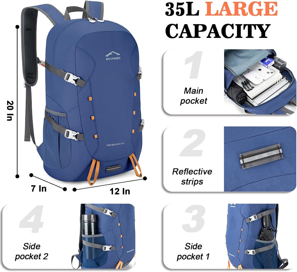35L Ultra Lightweight Foldable Packable Hiking Backpack | Travel Backpack, Survival Whistle, Water-Resistant, Camping Daypack, Outdoor Sports, 0.88 Pounds, Men & Women