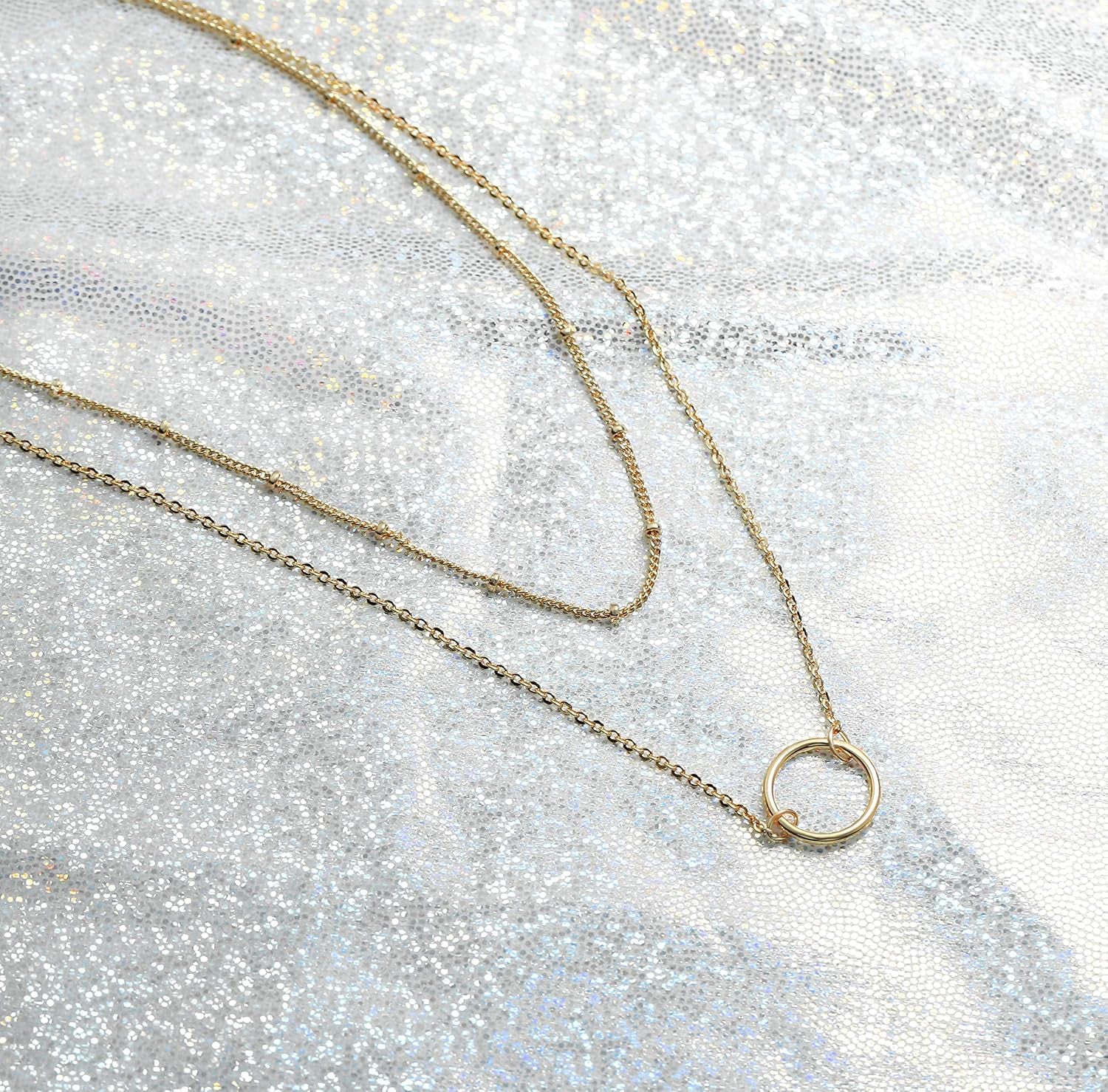 Dainty Pendant Layered Necklaces for Women | 18K Gold Plated Brass, 2-Piece Set with a Choker-Length Upper Layer, Wear Together or Separately, Refined Everyday Style